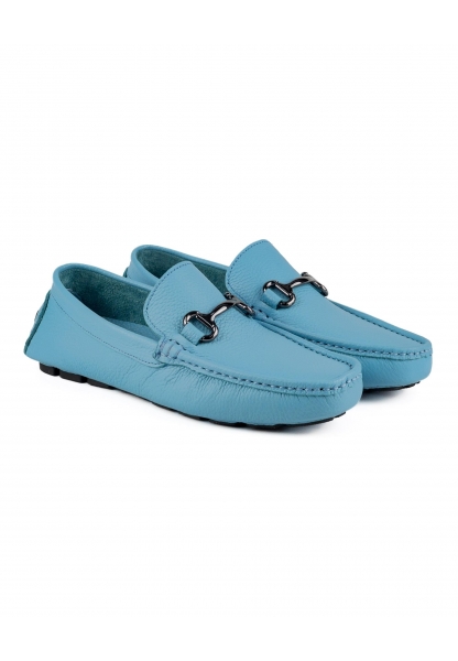 Ayakkabıhane İçi Dışı Hakiki Deri Açık Mavi Erkek Loafer Ayakkabı AHMSLF00134290AN