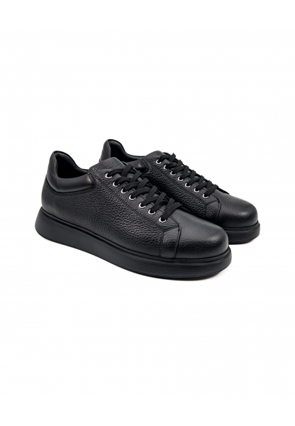   Ayakkabıhane İçi Dışı Hakiki Deri Siyah Rahat Erkek Sneaker Spor Ayakkabı AHMSSN000767160AN
