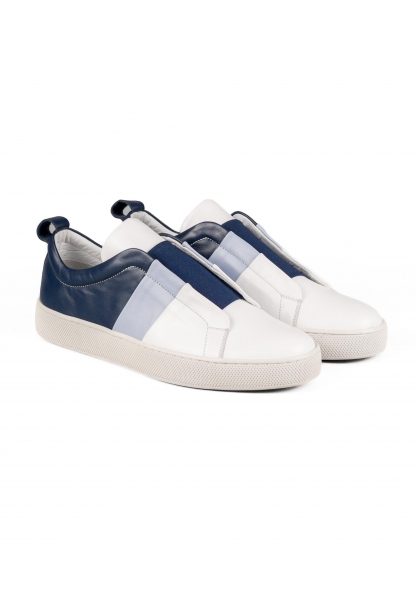 Ayakkabıhane İçi Dışı Hakiki Deri Lacivert Beyaz Mavi Erkek Spor Sneaker Ayakkabı AHMSSN0078030AN
