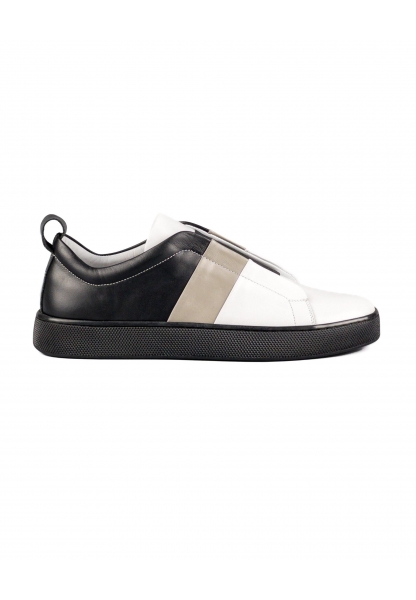 Ayakkabıhane Varadero Siyah-Beyaz-Gri Hakiki Deri Beyaz Taban Erkek Spor (Sneaker) Ayakkabı
