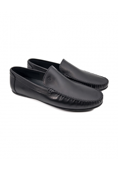  Ayakkabıhane İçi Dışı Hakiki Deri Düz Siyah Erkek Loafer Ayakkabı AHMSLF00131050AN
